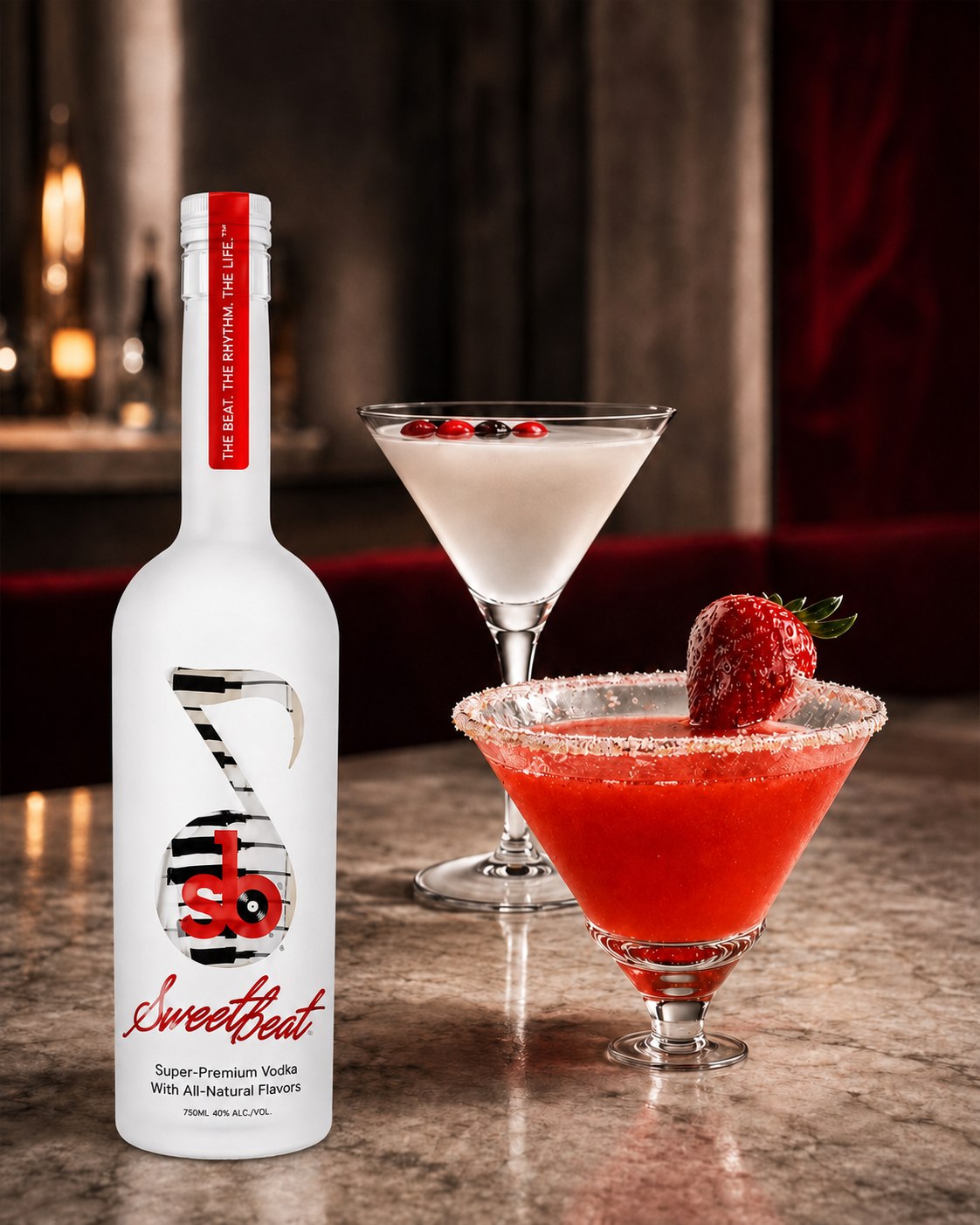 SweetBeat Vodka with a Cosmo Blanco and Strawberry Lemon Drop